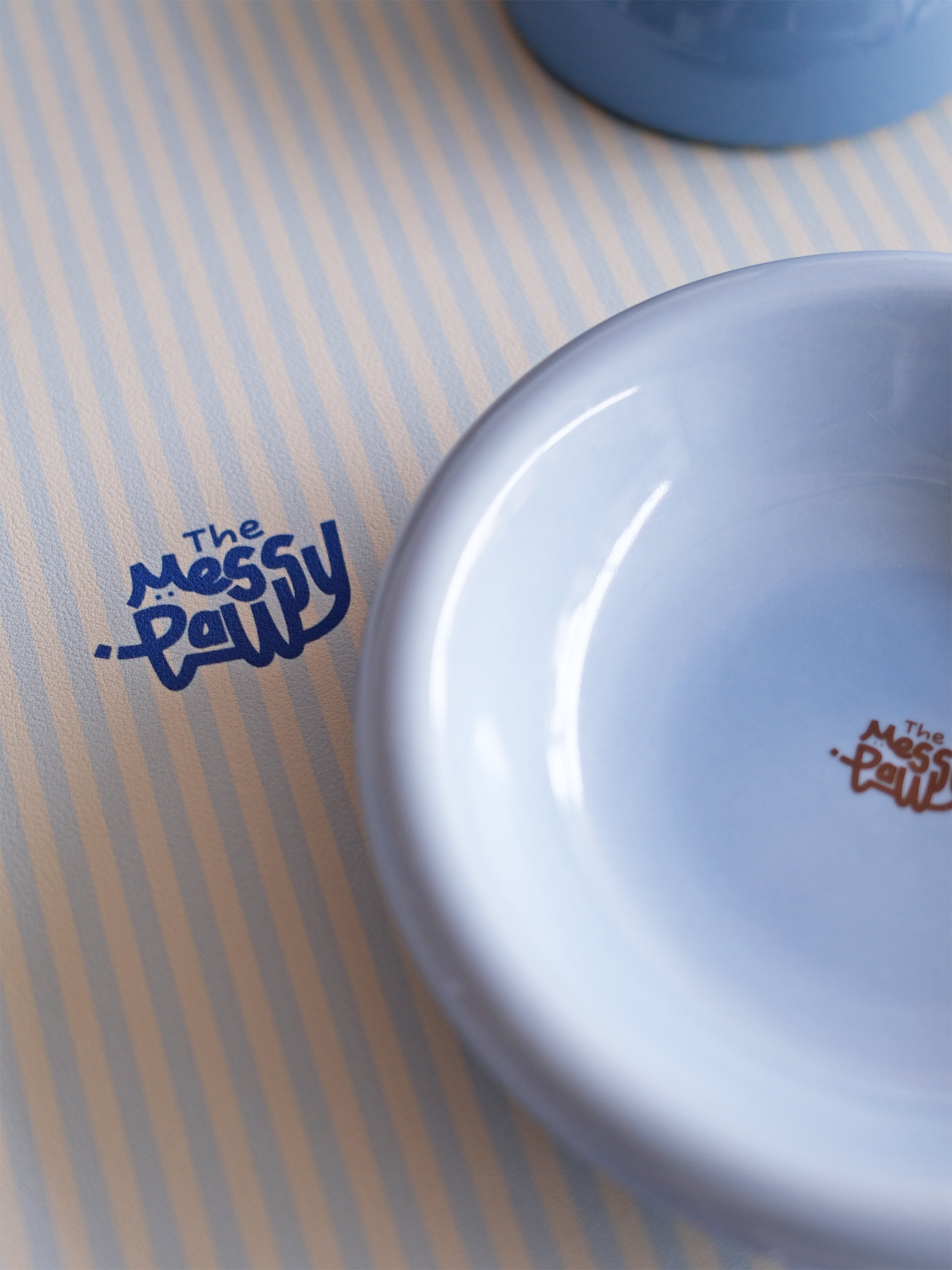 HALO Handmade Shallow Ceramic Pet Bowl - Misty Blue