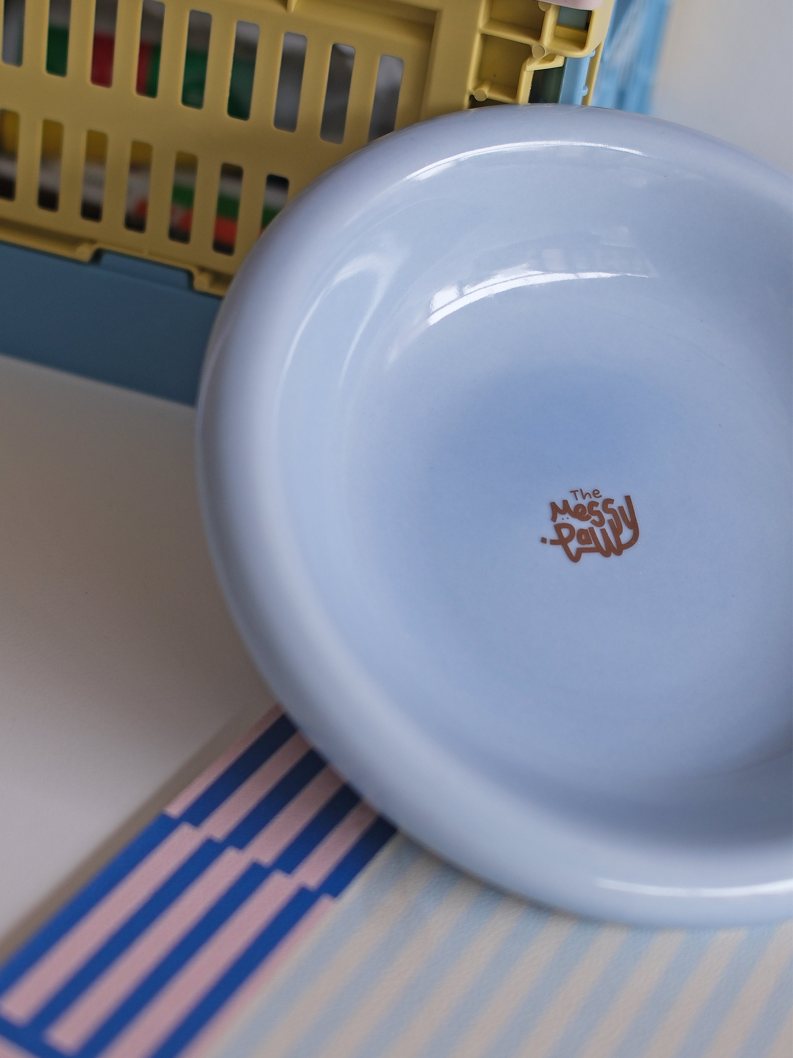 HALO Handmade Shallow Ceramic Pet Bowl - Misty Blue