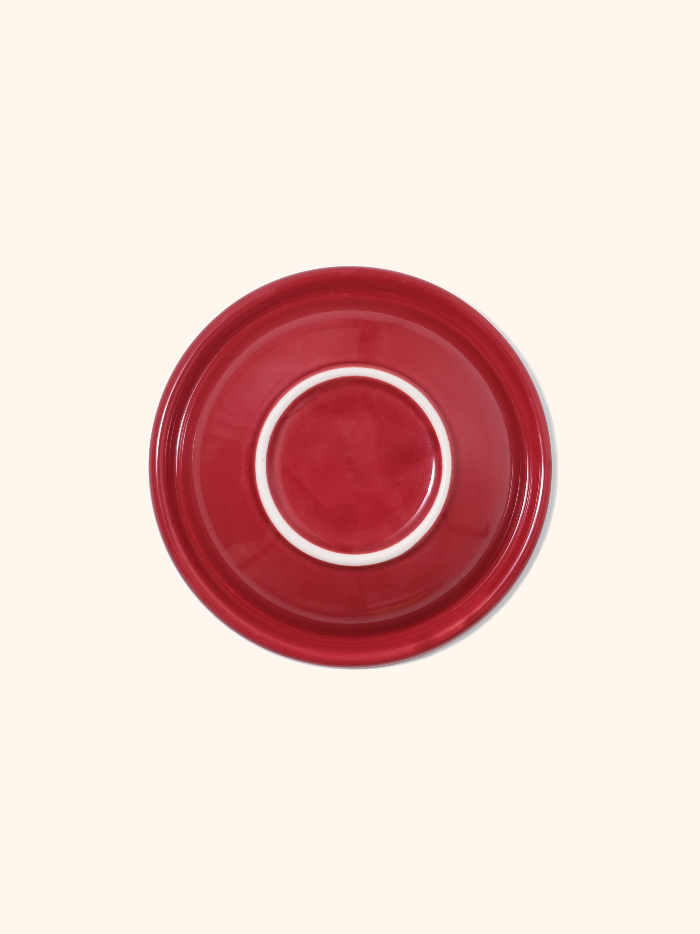 HALO Handmade Shallow Ceramic Pet Bowl - Cherry