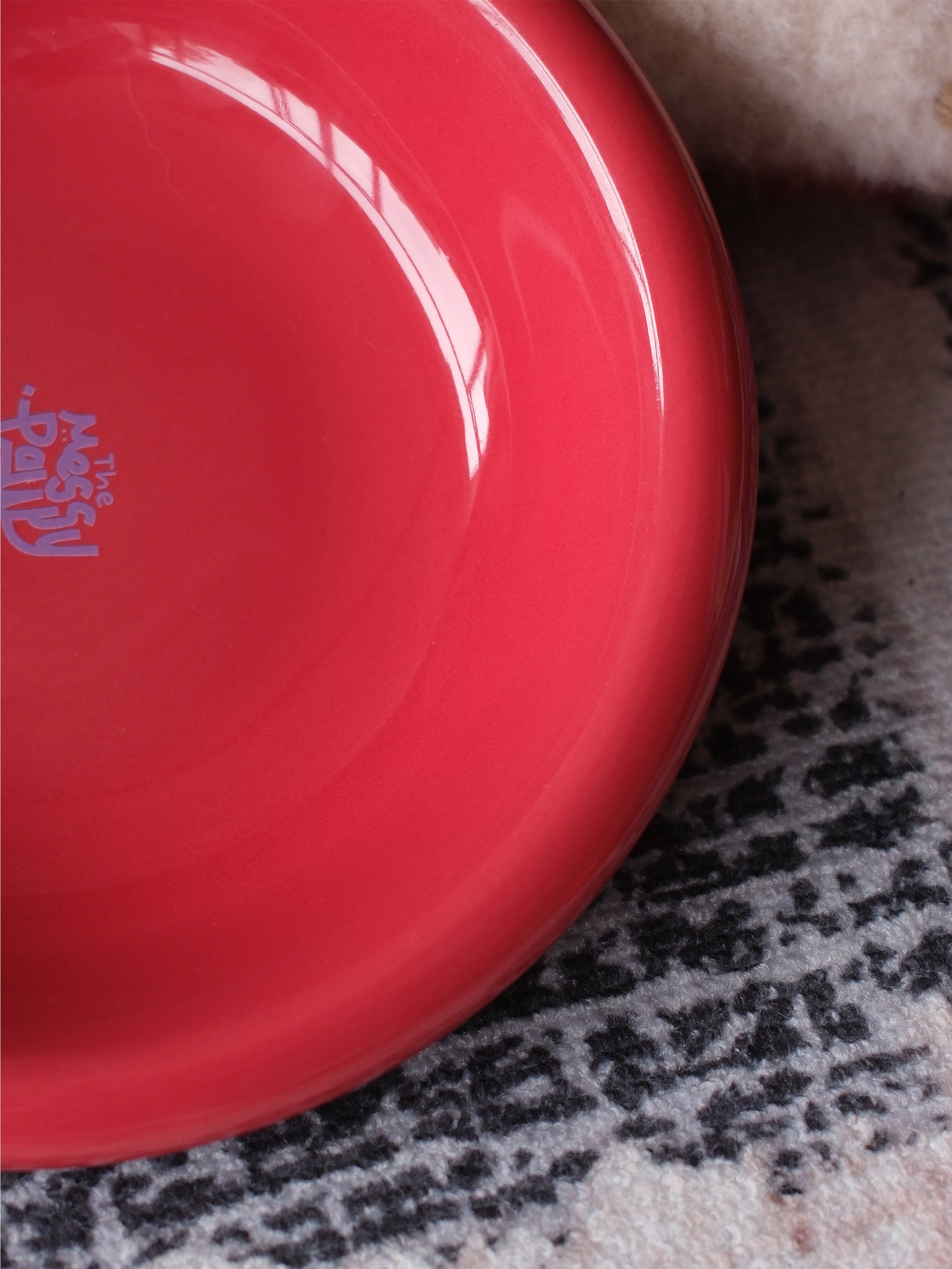HALO Handmade Shallow Ceramic Pet Bowl - Cherry
