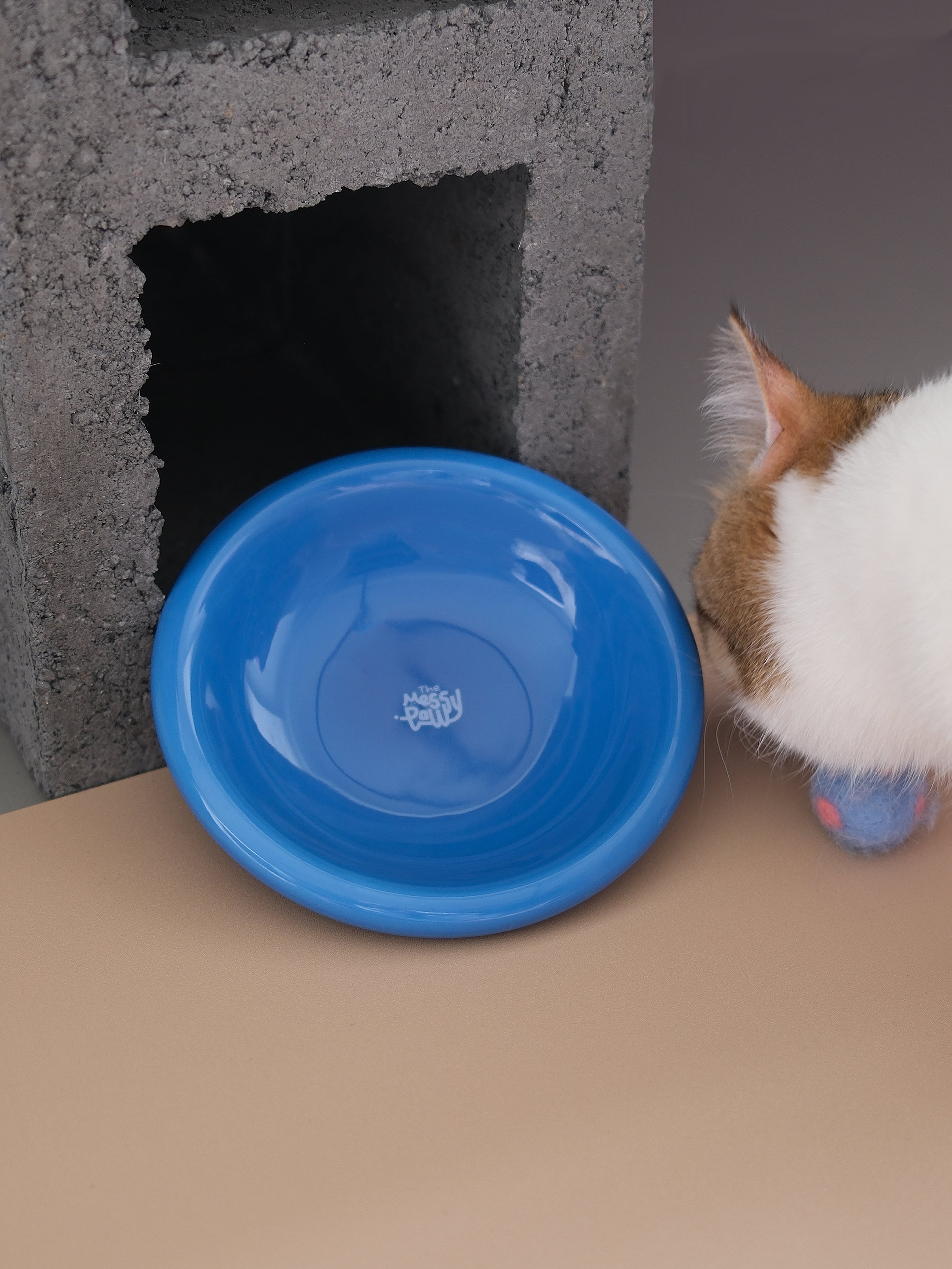 HALO Handmade Shallow Ceramic Pet Bowl - Indigo