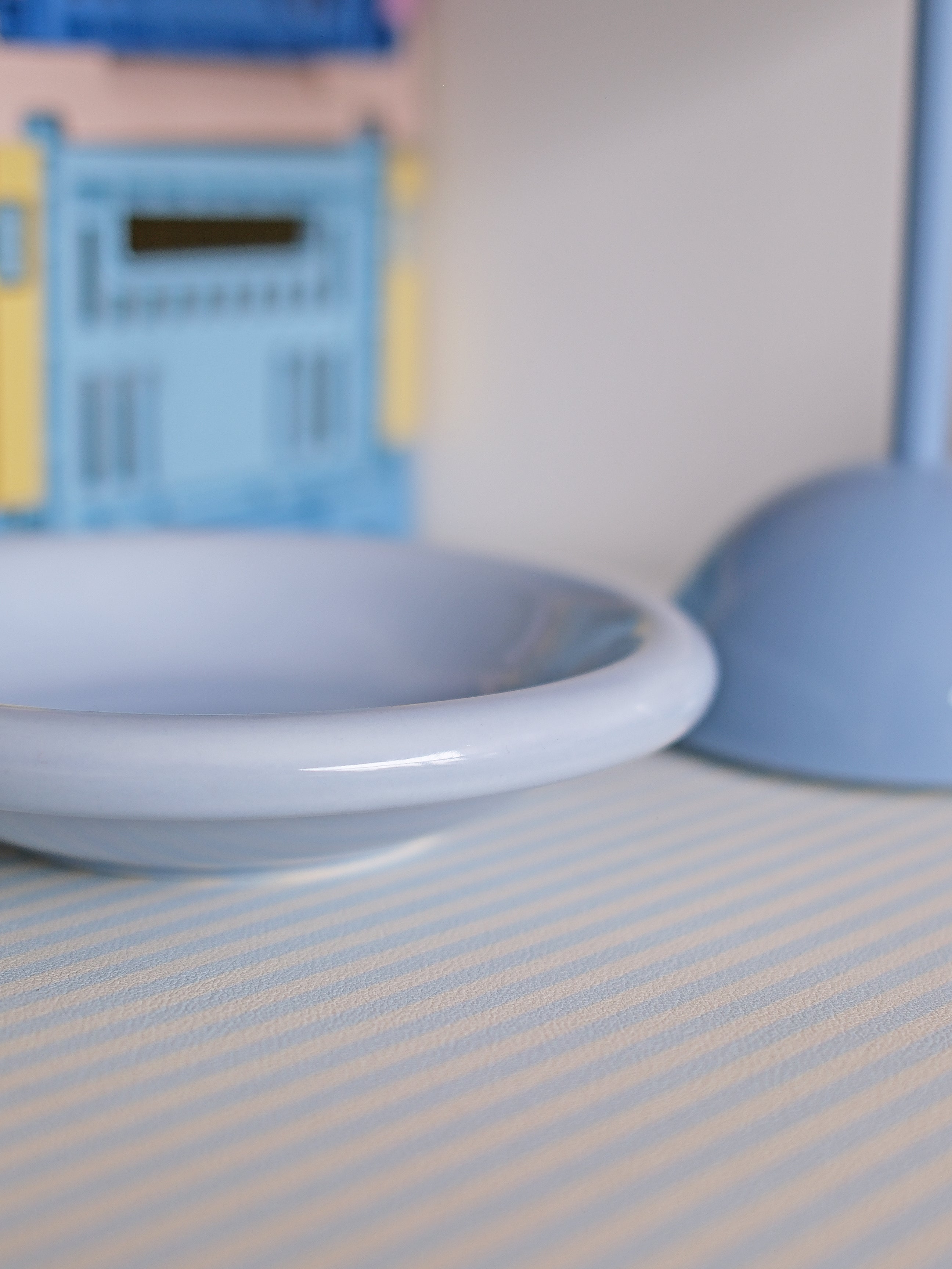 HALO Handmade Shallow Ceramic Pet Bowl - Misty Blue
