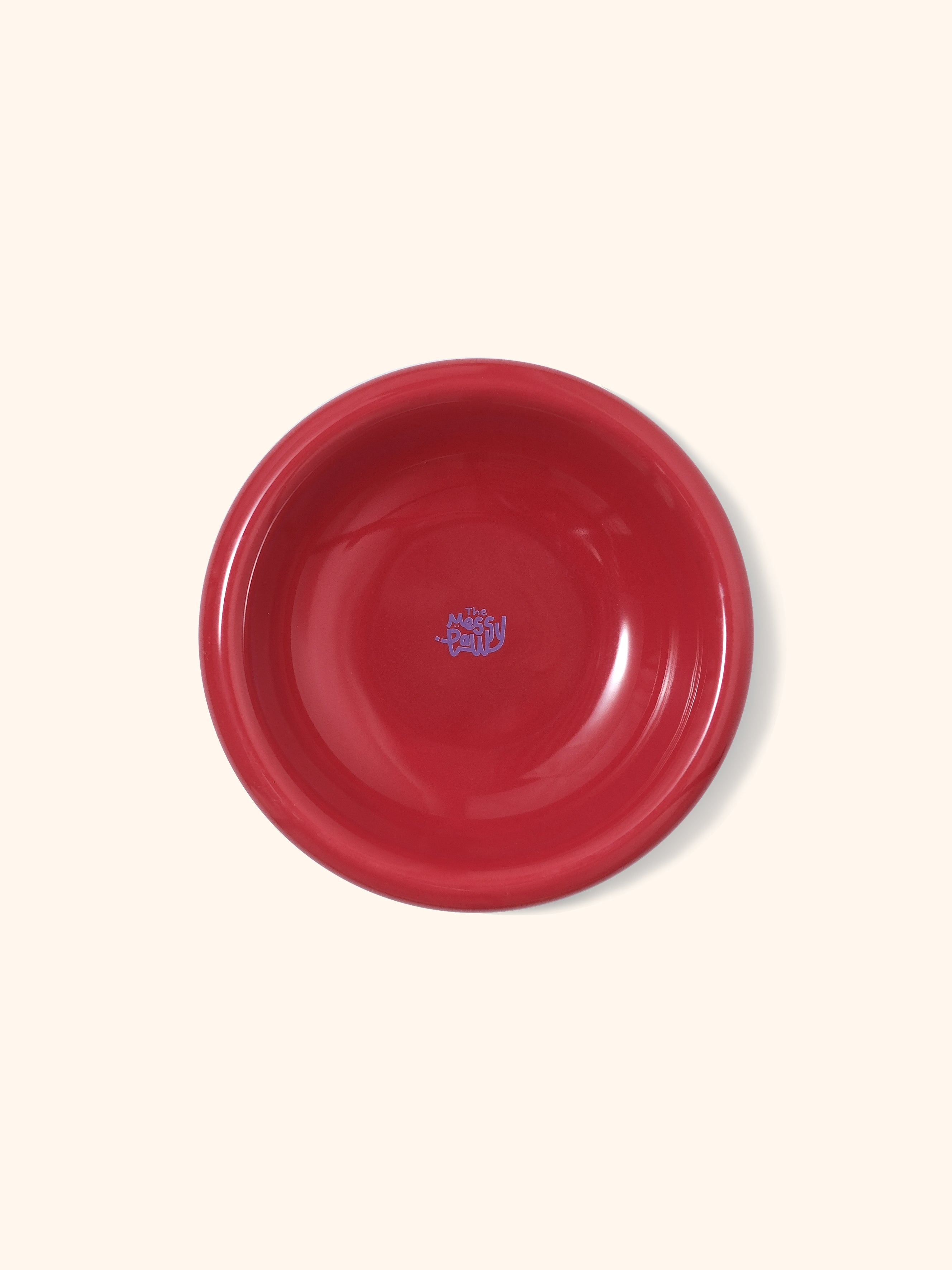 HALO Handmade Shallow Ceramic Pet Bowl - Cherry