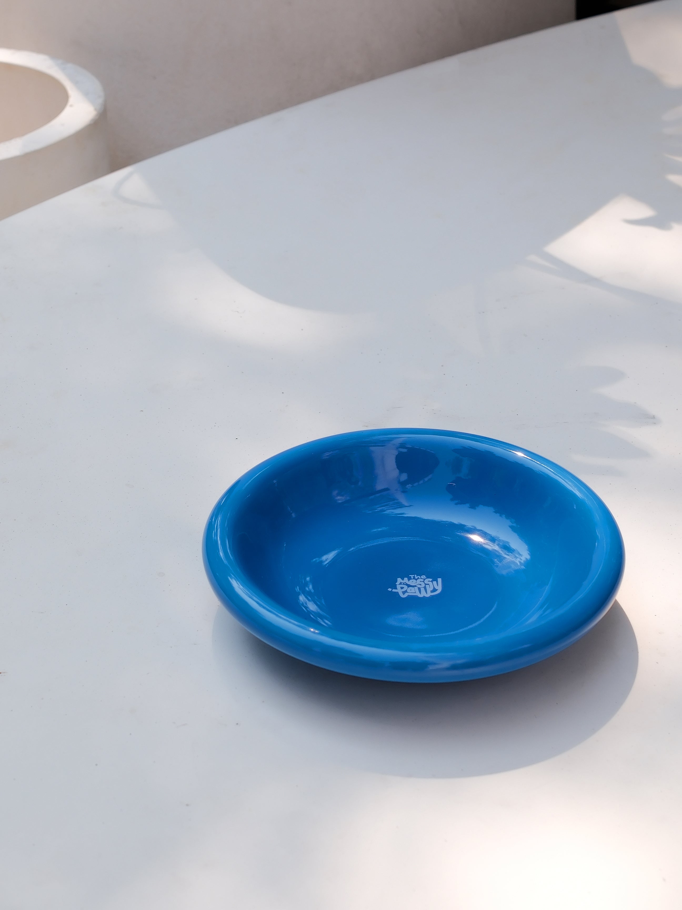 HALO Handmade Shallow Ceramic Pet Bowl - Indigo