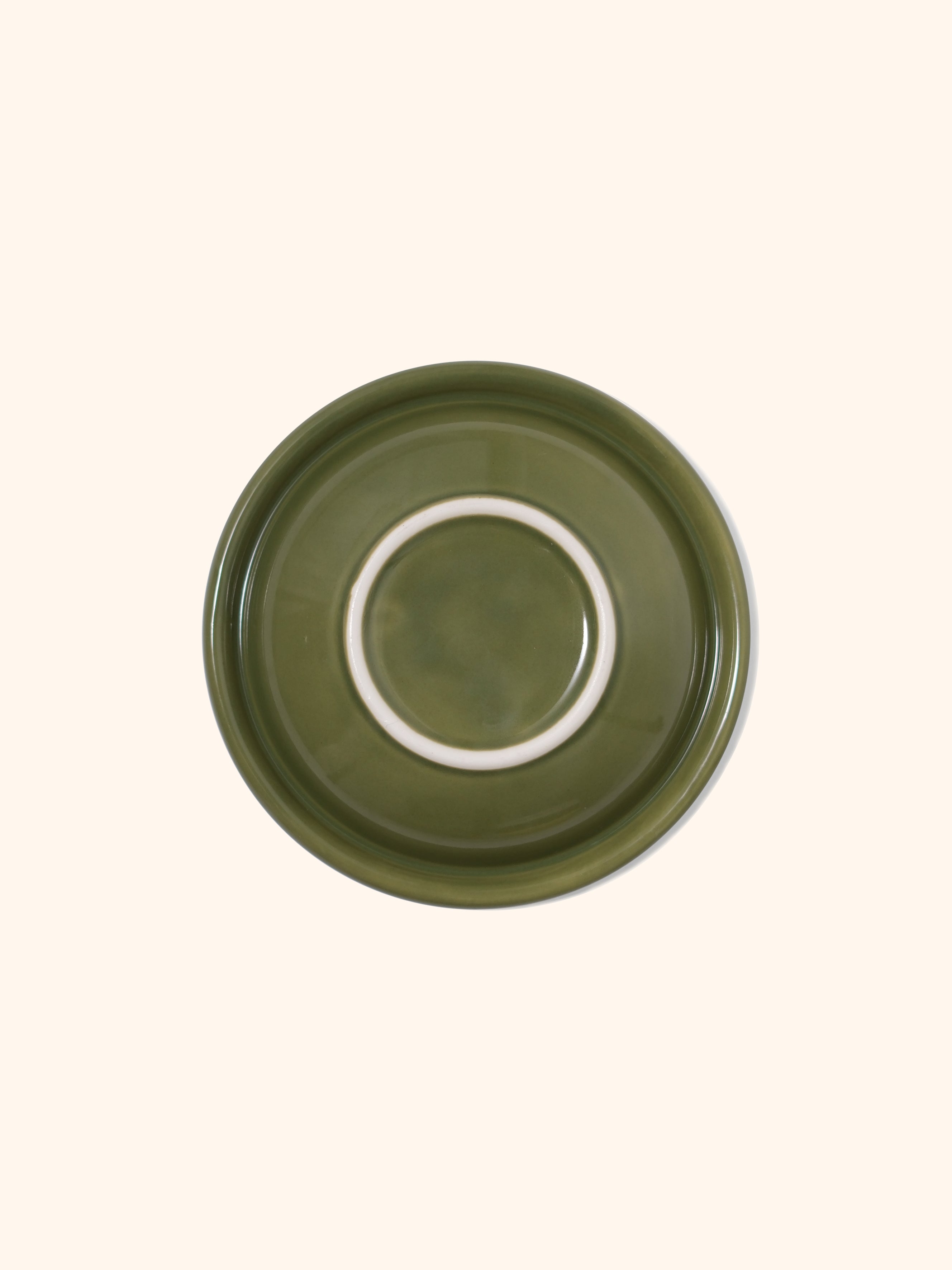 HALO Handmade Shallow Ceramic Pet Bowl - Moss